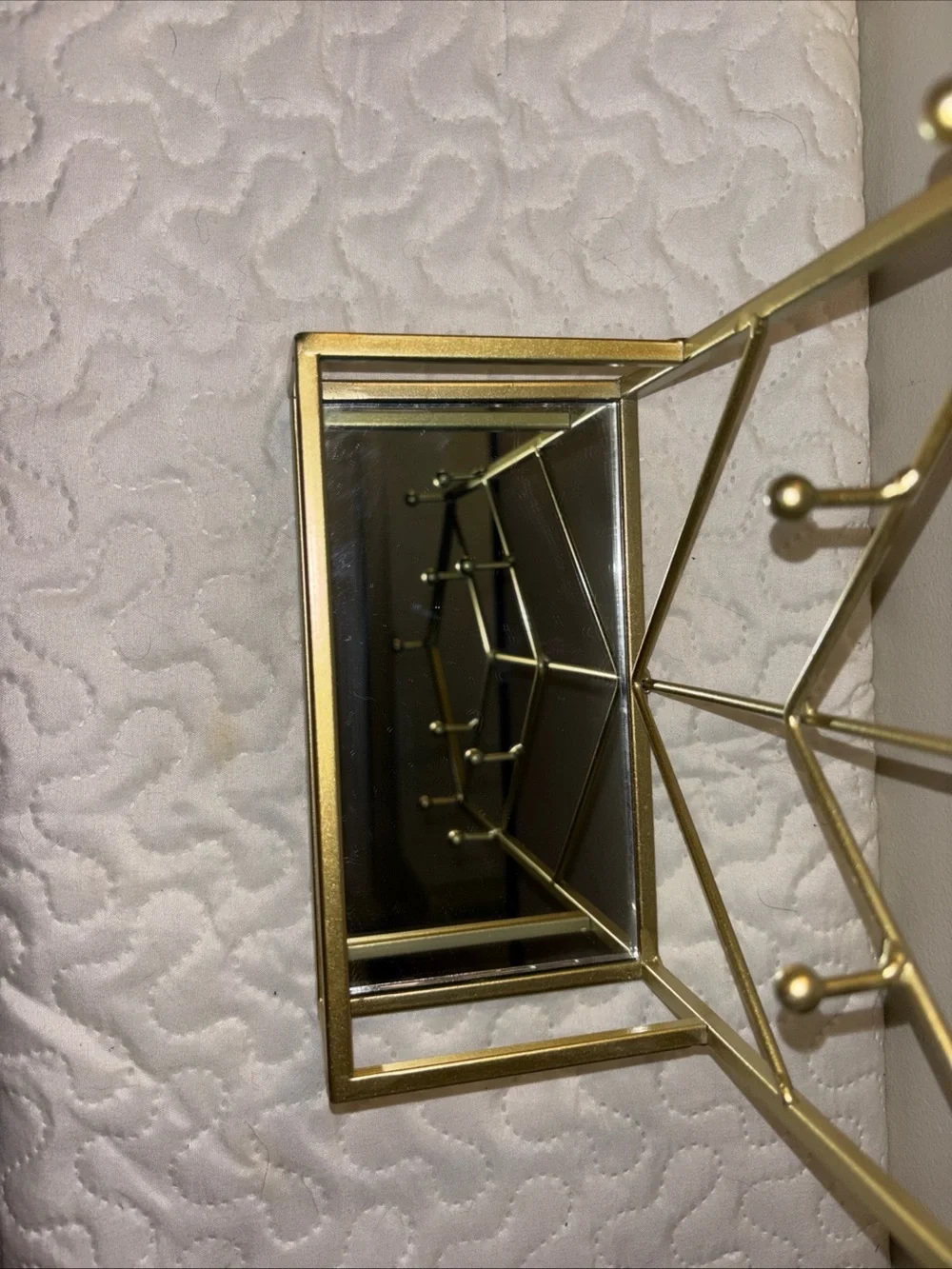 Gold Mirrored Jewelry Organizer Stand - Home Storage & Organization